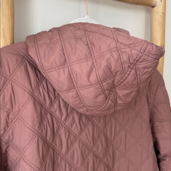 Madewell Austwell Quilted Zipper Snap Front Hooded Coat Faded Mauve L - Picture 11 of 16